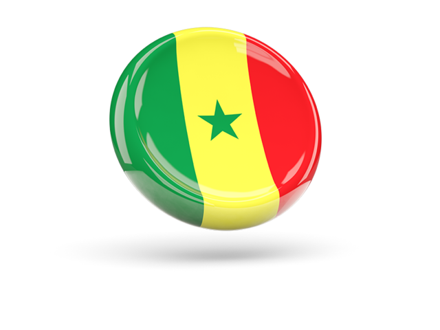 Блестящая круглая иконка. Скачать флаг. Сенегал