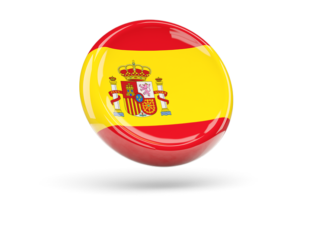 Блестящая круглая иконка. Скачать флаг. Испания