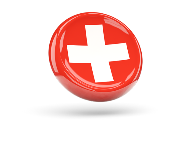 Shiny round icon. Illustration of flag of Switzerland