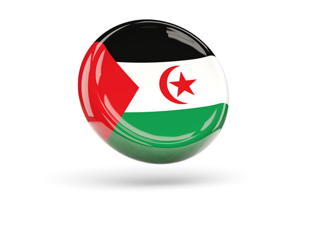 Блестящая круглая иконка. Скачать флаг. Западная Сахара
