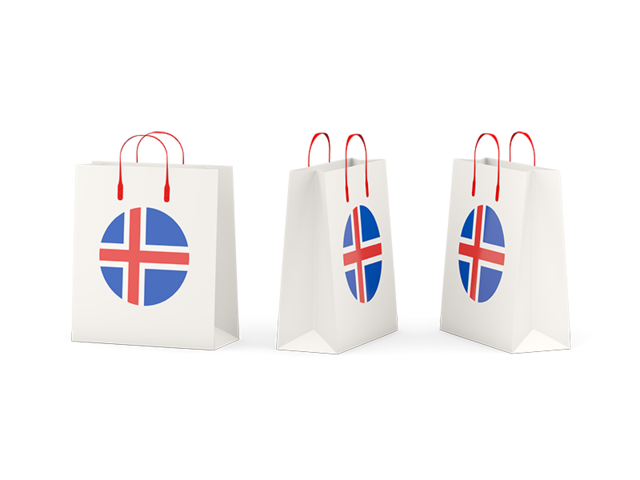 Бумажный пакет с флагом. Скачать флаг. Исландия