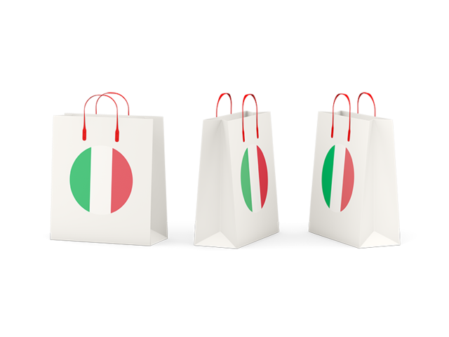 Бумажный пакет с флагом. Скачать флаг. Италия