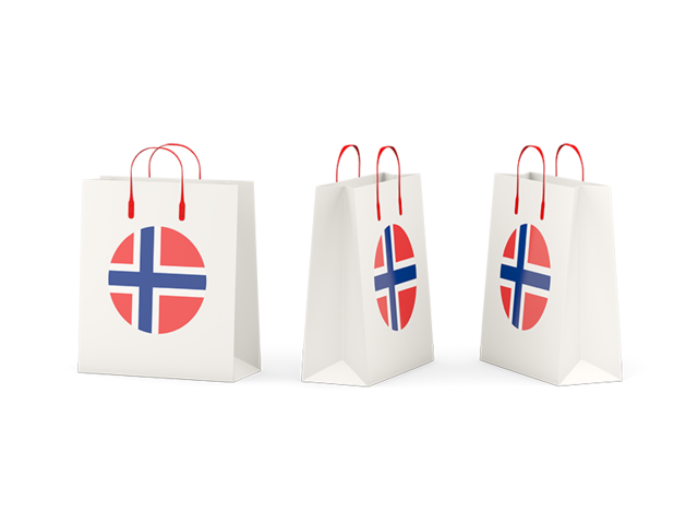 Бумажный пакет с флагом. Скачать флаг. Норвегия