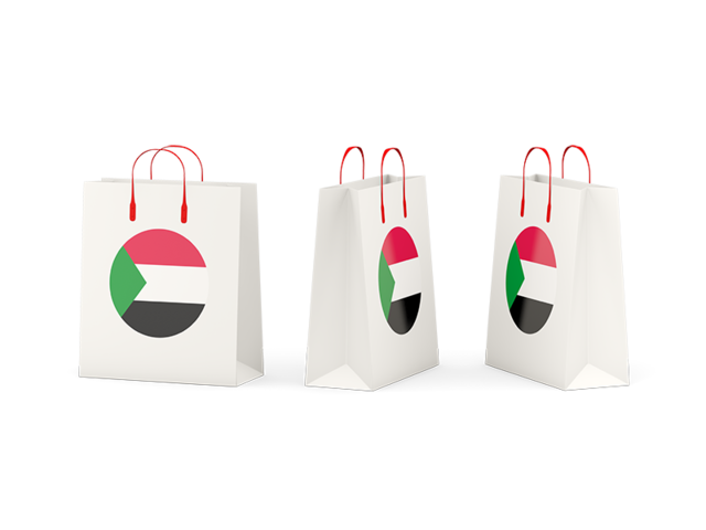 Бумажный пакет с флагом. Скачать флаг. Судан