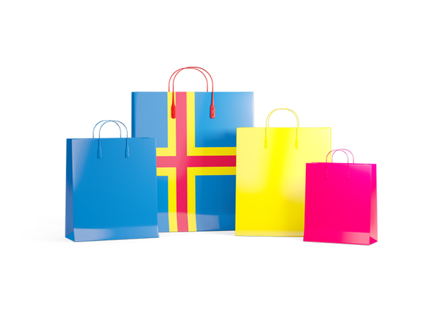 Shopping bags with flag. Download flag icon of Aland Islands at PNG format