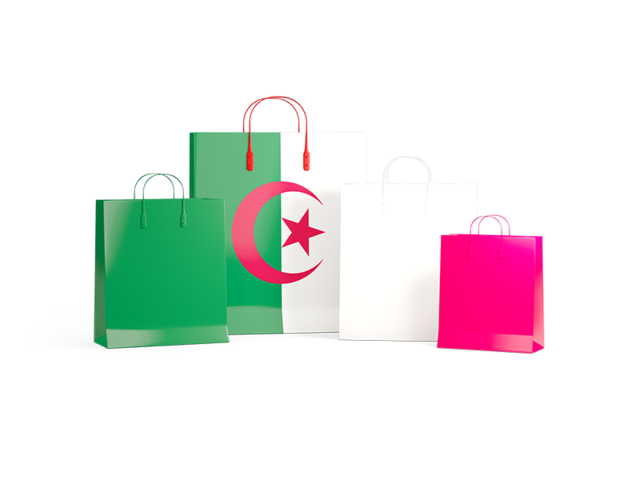 Shopping bags with flag. Download flag icon of Algeria at PNG format