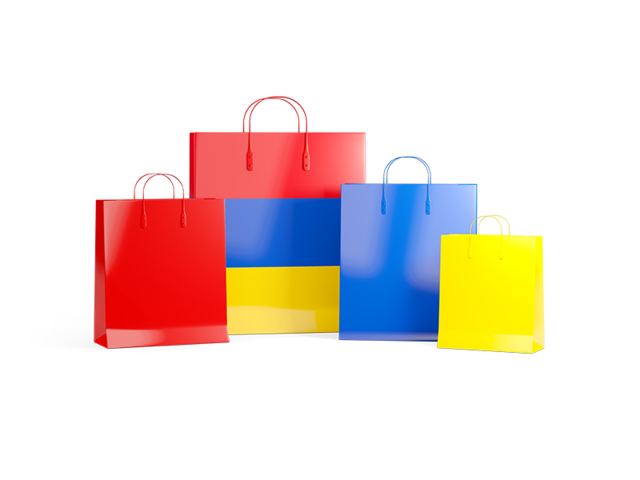 Shopping bags with flag. Illustration of flag of Armenia