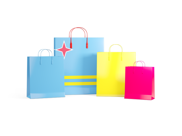Shopping bags with flag. Download flag icon of Aruba at PNG format