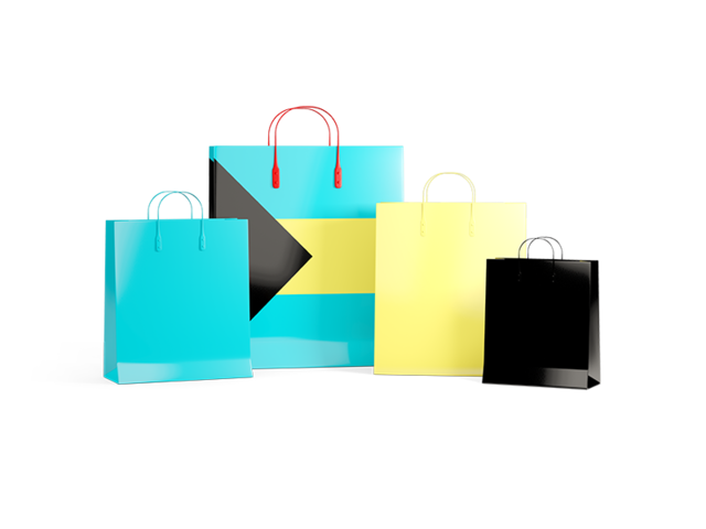 Shopping bags with flag. Illustration of flag of Bahamas