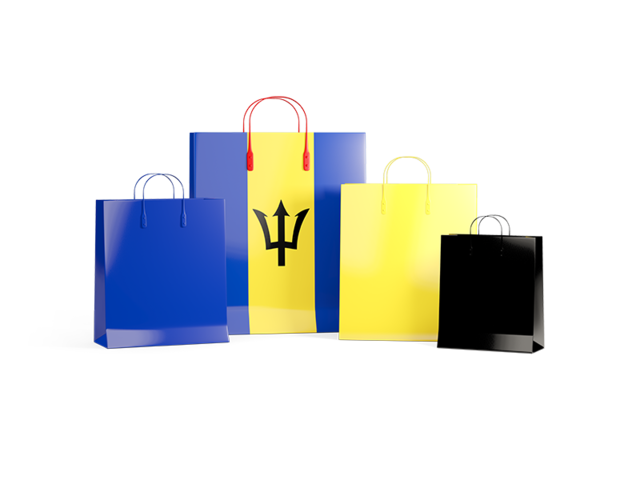 Shopping bags with flag. Download flag icon of Barbados at PNG format