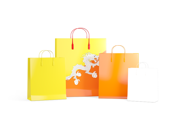 Shopping bags with flag. Download flag icon of Bhutan at PNG format