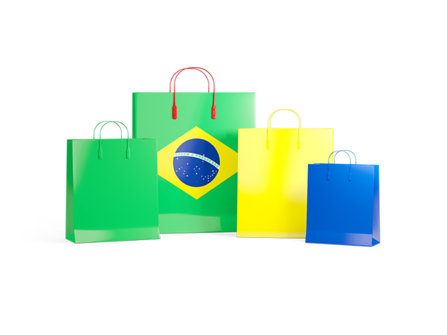Shopping bags with flag. Download flag icon of Brazil at PNG format