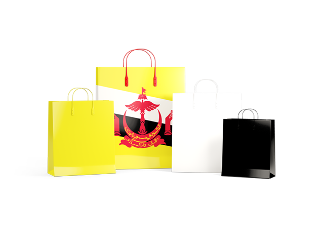 Shopping bags with flag. Download flag icon of Brunei at PNG format