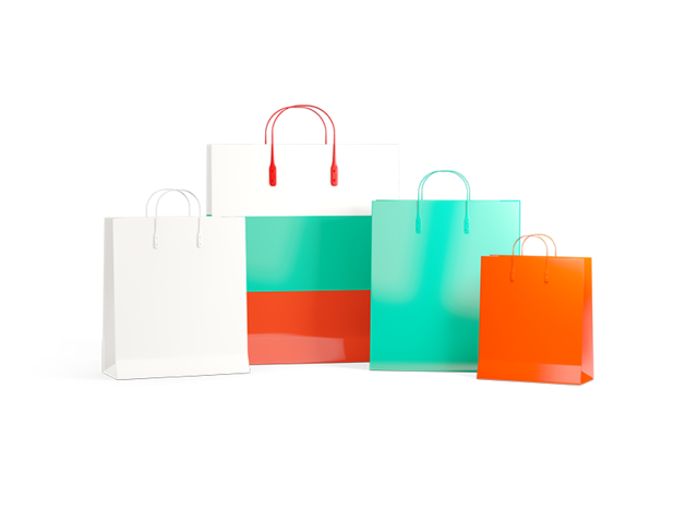 Shopping bags with flag. Illustration of flag of Bulgaria