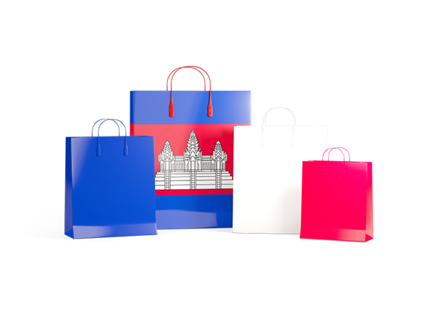 Shopping bags with flag. Download flag icon of Cambodia at PNG format