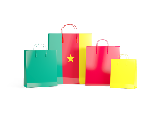 Shopping bags with flag. Download flag icon of Cameroon at PNG format