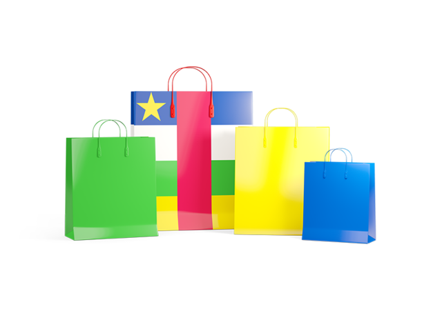 Shopping bags with flag. Illustration of flag of Central African Republic