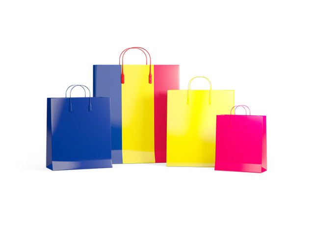 Shopping bags with flag. Illustration of flag of Chad