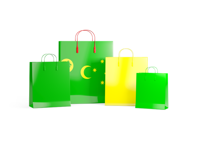 Shopping bags with flag. Download flag icon of Cocos Islands at PNG format
