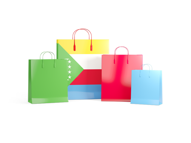 Shopping bags with flag. Download flag icon of Comoros at PNG format