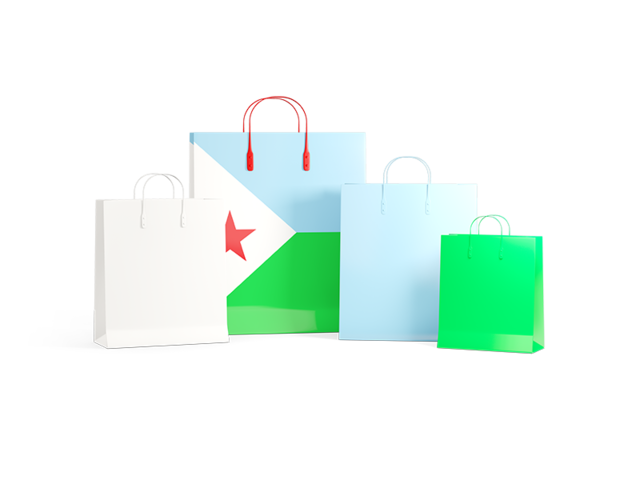 Shopping bags with flag. Illustration of flag of Djibouti
