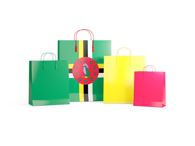 Shopping bags with flag. Download flag icon of Dominica at PNG format