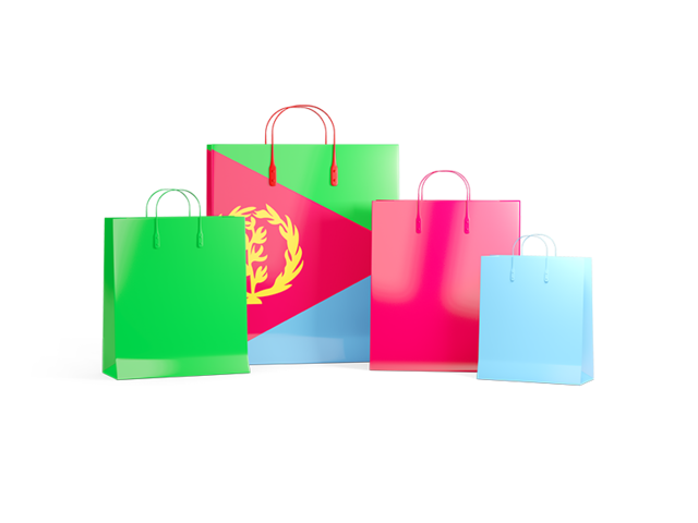 Shopping bags with flag. Illustration of flag of Eritrea