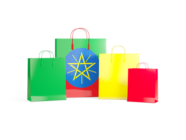 Shopping bags with flag. Download flag icon of Ethiopia at PNG format