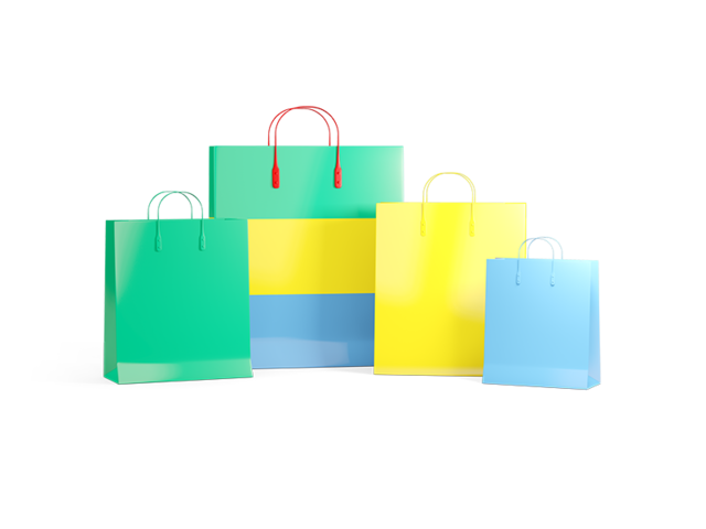 Shopping bags with flag. Illustration of flag of Gabon