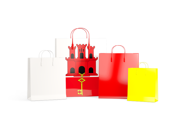 Shopping bags with flag. Download flag icon of Gibraltar at PNG format