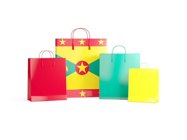 Shopping bags with flag. Illustration of flag of Grenada