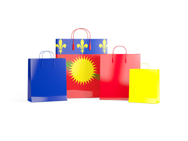 Shopping bags with flag. Download flag icon of Guadeloupe at PNG format