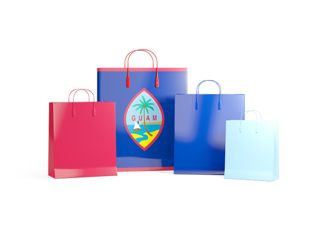 Shopping bags with flag. Illustration of flag of Guam