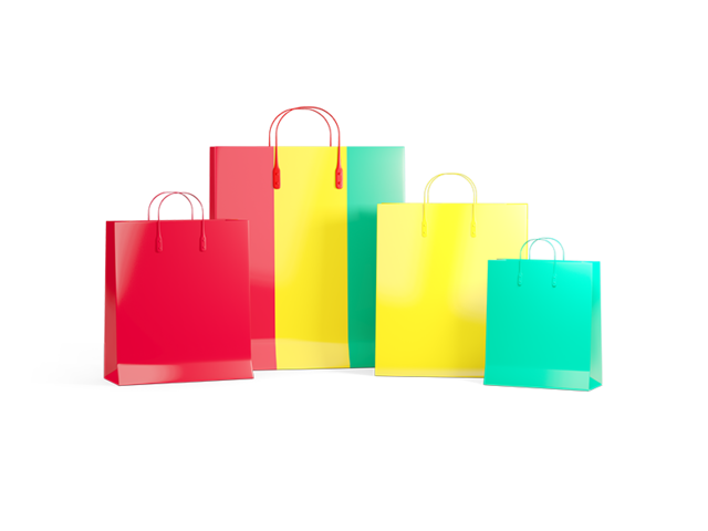 Shopping bags with flag. Illustration of flag of Guinea