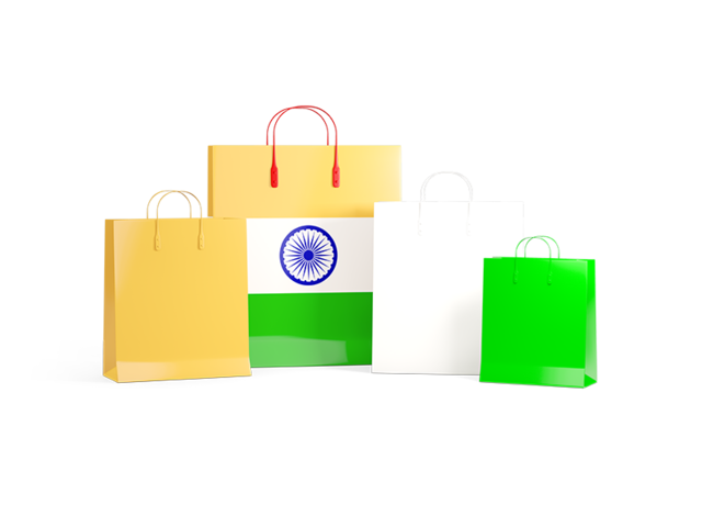 Shopping bags with flag. Download flag icon of India at PNG format
