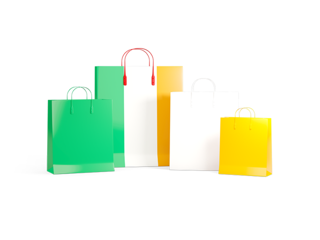 Shopping bags with flag. Download flag icon of Ireland at PNG format