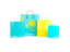 Kazakhstan. Shopping bags with flag. Download icon.