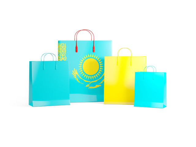 Shopping bags with flag. Download flag icon of Kazakhstan at PNG format