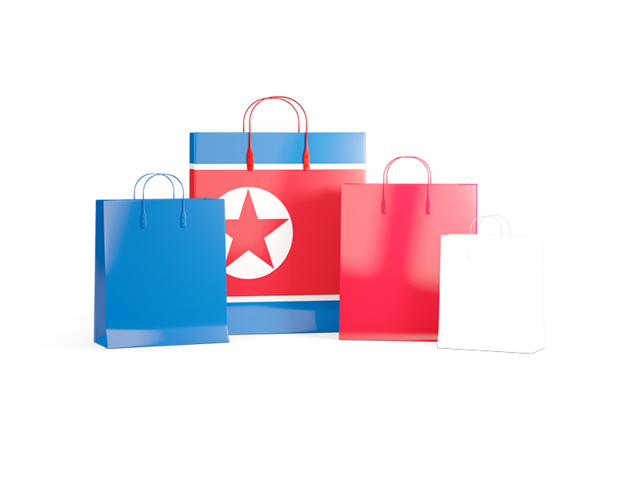 Shopping bags with flag. Download flag icon of North Korea at PNG format