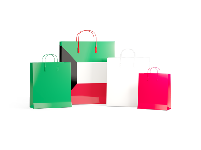 Shopping bags with flag. Download flag icon of Kuwait at PNG format