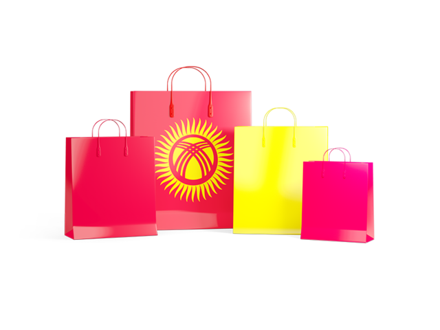 Shopping bags with flag. Download flag icon of Kyrgyzstan at PNG format