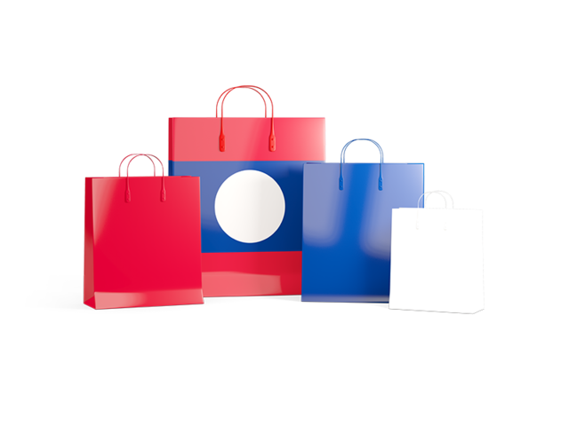 Shopping bags with flag. Download flag icon of Laos at PNG format