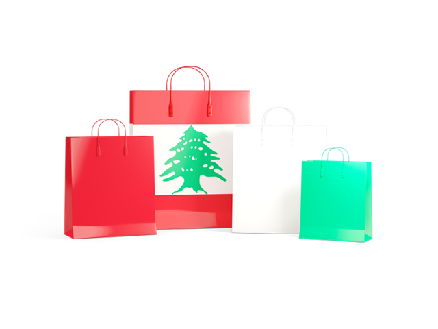 Shopping bags with flag. Download flag icon of Lebanon at PNG format