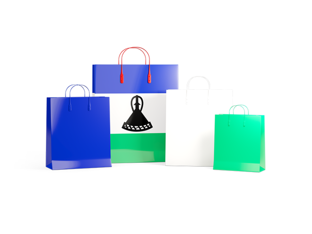 Shopping bags with flag. Illustration of flag of Lesotho