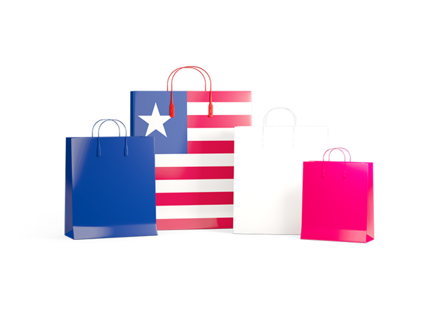 Shopping bags with flag. Download flag icon of Liberia at PNG format
