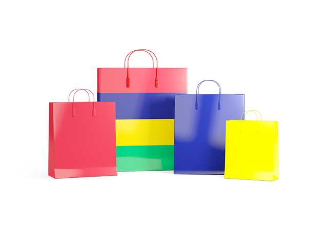 Shopping bags with flag. Download flag icon of Mauritius at PNG format