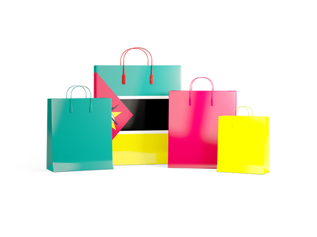 Shopping bags with flag. Download flag icon of Mozambique at PNG format