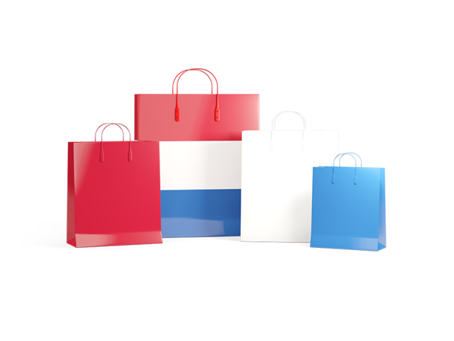 Shopping bags with flag. Download flag icon of Netherlands at PNG format