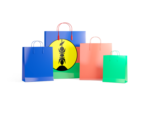 Shopping bags with flag. Illustration of flag of New Caledonia