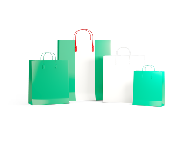 Shopping bags with flag. Download flag icon of Nigeria at PNG format